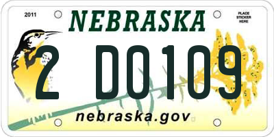 NE license plate 2D0109
