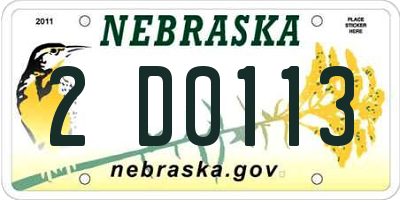 NE license plate 2D0113