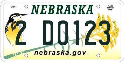 NE license plate 2D0123