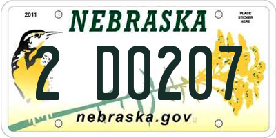 NE license plate 2D0207