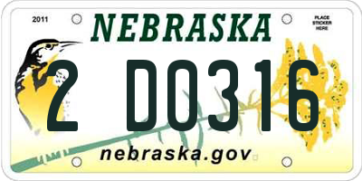 NE license plate 2D0316