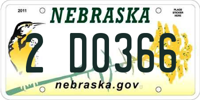 NE license plate 2D0366