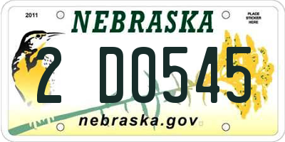 NE license plate 2D0545