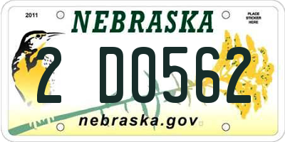 NE license plate 2D0562
