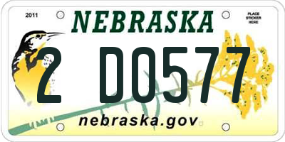 NE license plate 2D0577