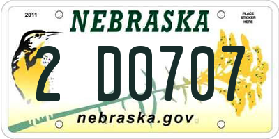 NE license plate 2D0707