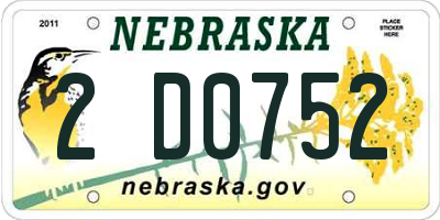 NE license plate 2D0752
