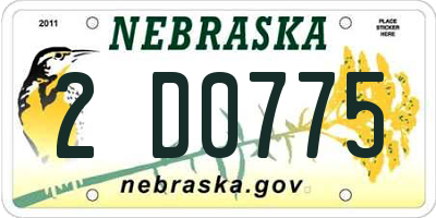 NE license plate 2D0775