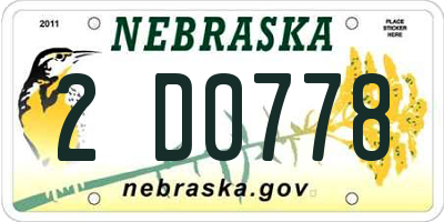 NE license plate 2D0778