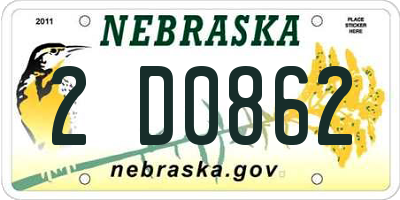 NE license plate 2D0862