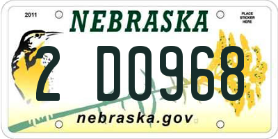 NE license plate 2D0968