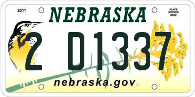 NE license plate 2D1337