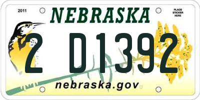 NE license plate 2D1392