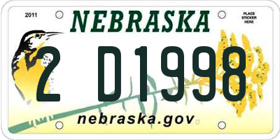 NE license plate 2D1998