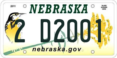 NE license plate 2D2001