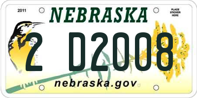 NE license plate 2D2008