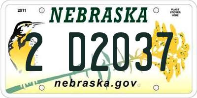 NE license plate 2D2037
