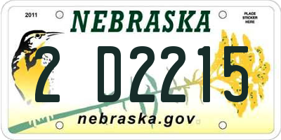 NE license plate 2D2215