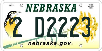 NE license plate 2D2223