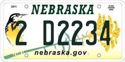 NE license plate 2D2234