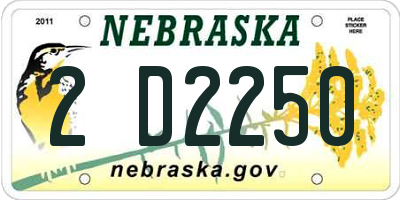 NE license plate 2D2250