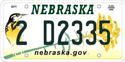 NE license plate 2D2335