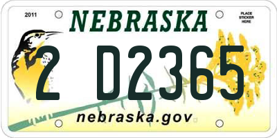 NE license plate 2D2365