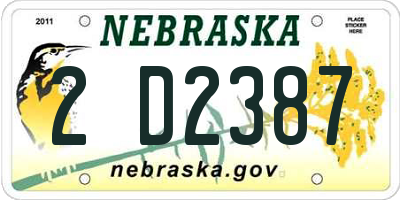 NE license plate 2D2387
