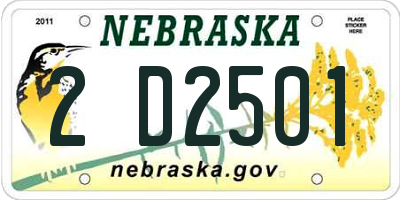 NE license plate 2D2501