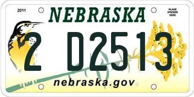 NE license plate 2D2513
