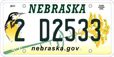 NE license plate 2D2533