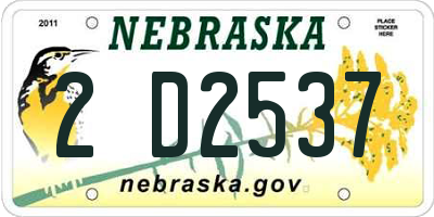 NE license plate 2D2537