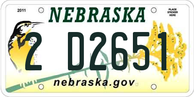 NE license plate 2D2651