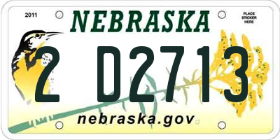 NE license plate 2D2713