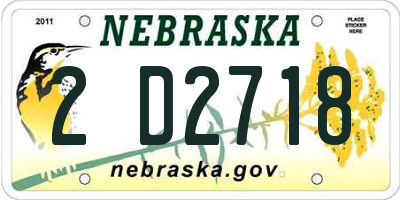 NE license plate 2D2718