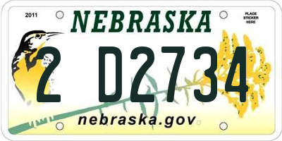 NE license plate 2D2734