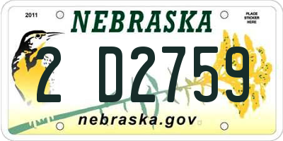 NE license plate 2D2759