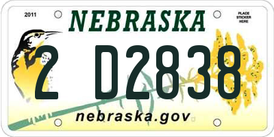 NE license plate 2D2838