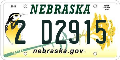 NE license plate 2D2915