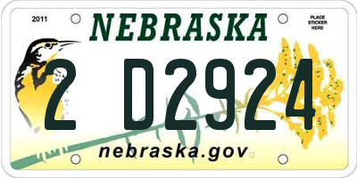 NE license plate 2D2924