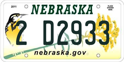 NE license plate 2D2933