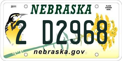 NE license plate 2D2968