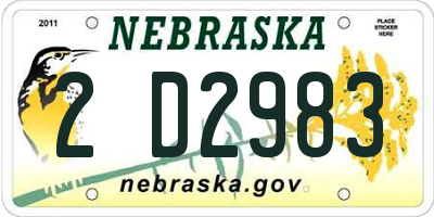NE license plate 2D2983