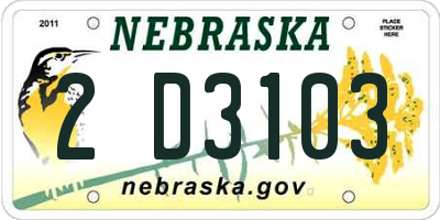 NE license plate 2D3103