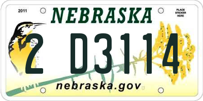 NE license plate 2D3114