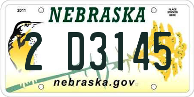 NE license plate 2D3145