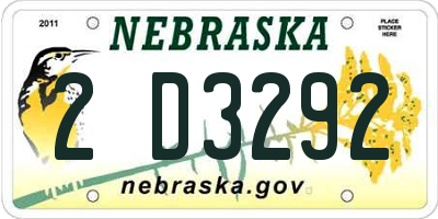 NE license plate 2D3292