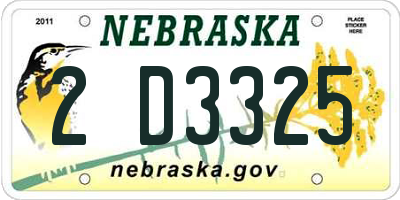 NE license plate 2D3325