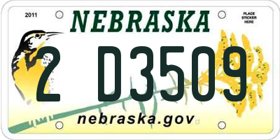 NE license plate 2D3509