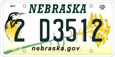 NE license plate 2D3512
